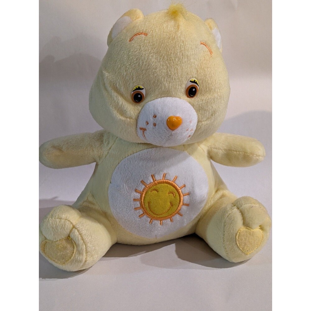 Vtg 2002 Care Bears Funshine Bear Plush 8" Yellow Stuffed Animal Sunshine Sun